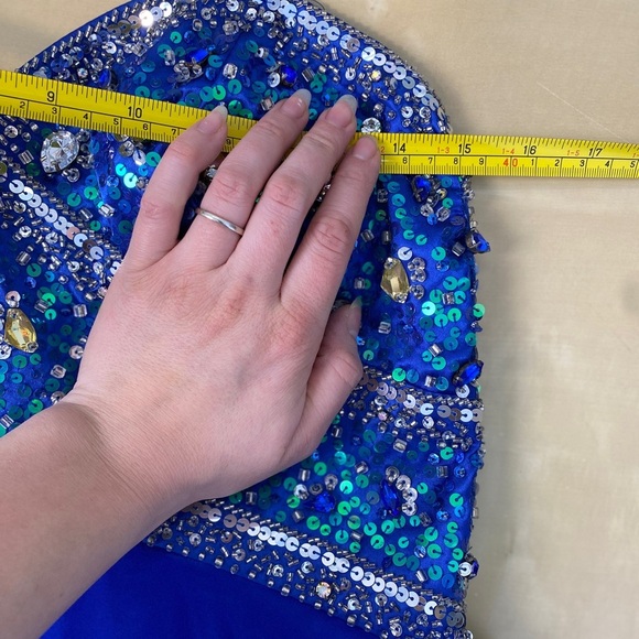 SCALA Y2K Beaded Babydoll Maxi Dress Gown 8 Royal Blue Whimsygoth Fairy Prom - Picture 5 of 15